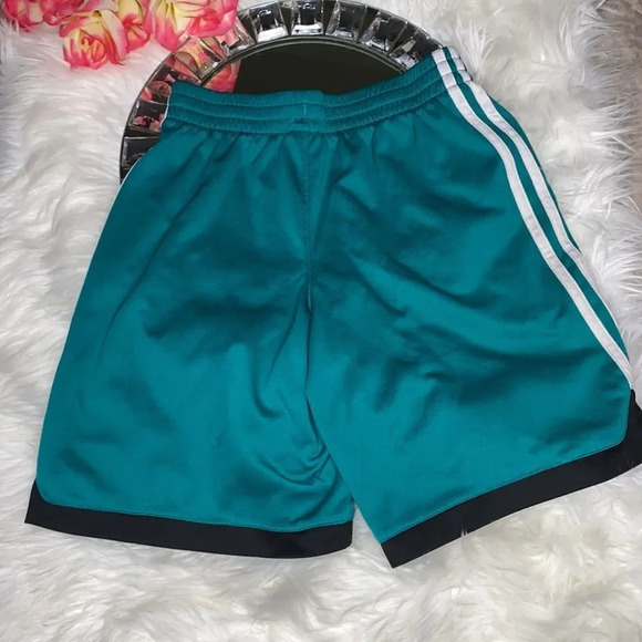 Adidas Teal Shorts with White Stripes Blk Trim - Picture 3 of 6